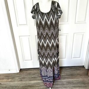 derek heart cold shoulder aztec pattern maxi dress